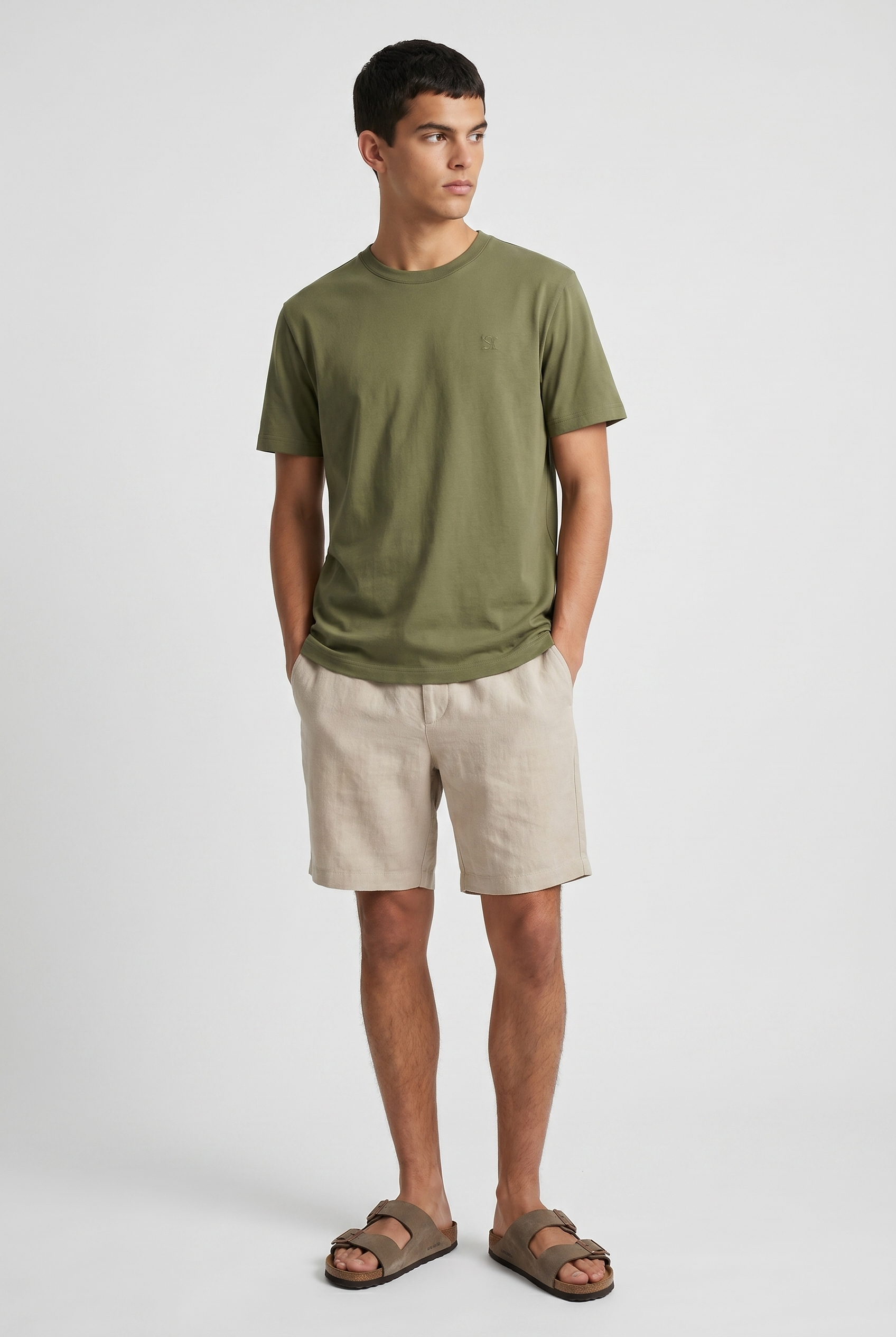 HIKARI organic cotton t-shirt in olive